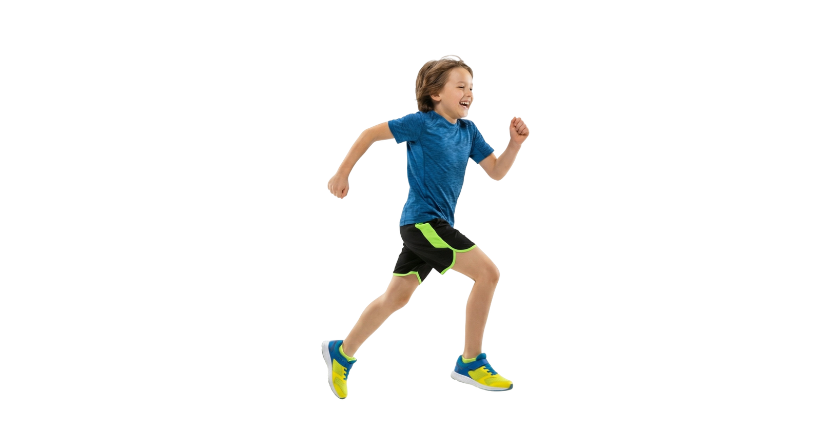 Happy Young Boy Running Fast Sport Activity Sprint