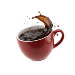 Hot Coffee Splash Red Cup on transparent background