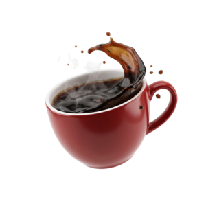 Hot Coffee Splash Red Cup on transparent background