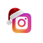 Instagram 3D Icon with Santa Hat Isolated