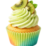 Kiwi Cupcake Dessert with Slices Isolated