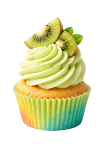 Kiwi Cupcake Dessert with Slices Isolated