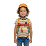 Little Girl Construction Worker Helmet Harness Transparent Background