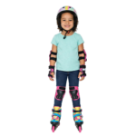 Little Girl in Roller Skates Helmet Safety Gear Transparent Background