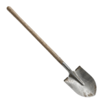 Metal Shovel Spade Tool with Wooden Handle Transparent Background