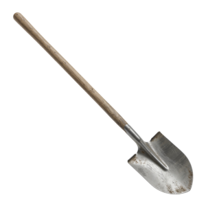Metal Shovel Spade Tool with Wooden Handle Transparent Background