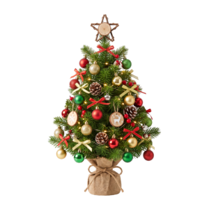 Mini Christmas Tree in Pot Decorated with Ornaments