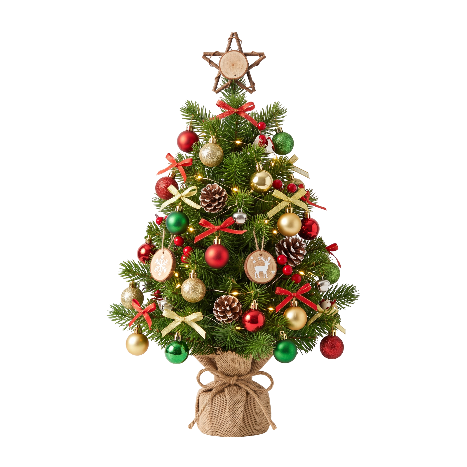 Mini Christmas Tree in Pot Decorated with Ornaments