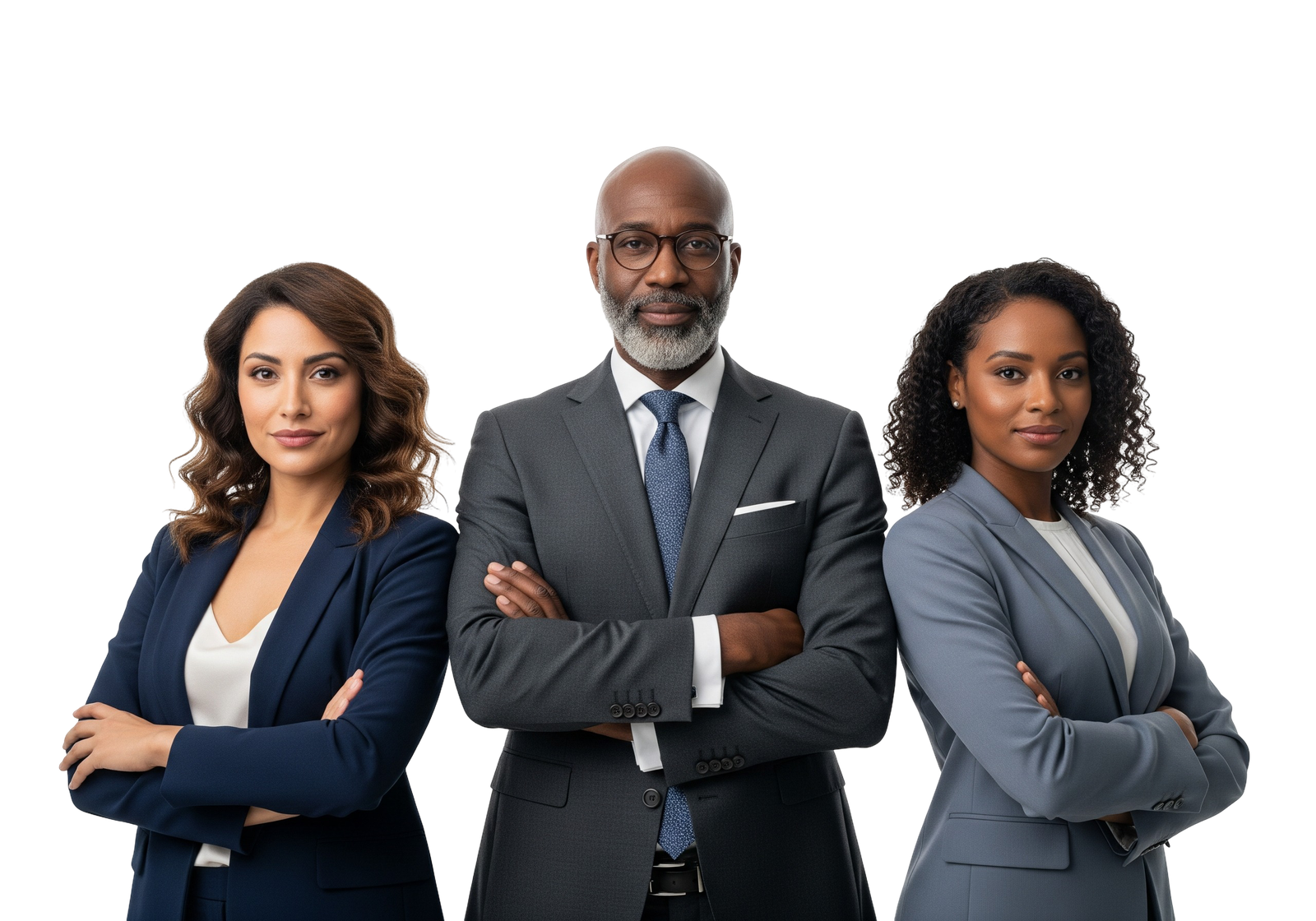 Multiethnic Diverse Business Team Standing Confident Transparent Background