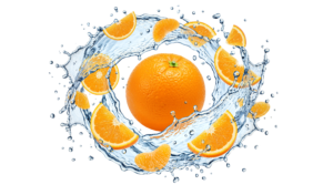 Orange Fruit with Water Splash Ring