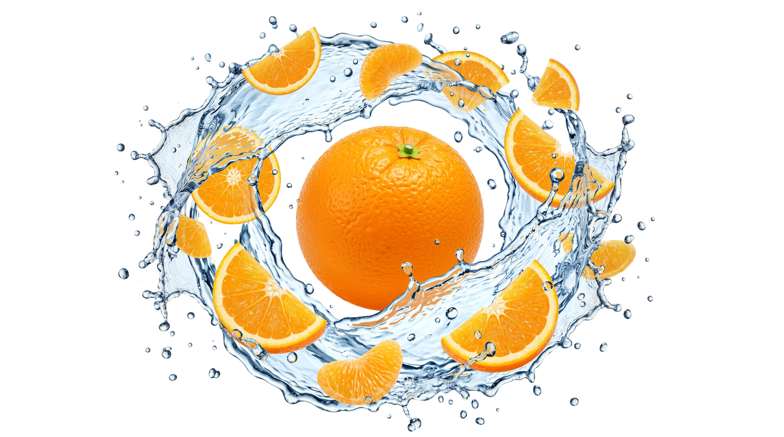 Orange Fruit with Water Splash Ring