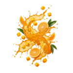 Orange Juice Splash Fruit Slice Isolated on Transparent Background