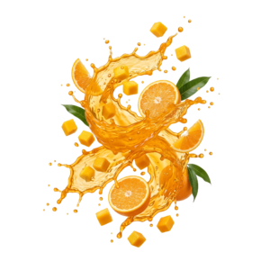 Orange Juice Splash Fruit Slice Isolated on Transparent Background