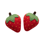 Pair of Felt Red Strawberries Transparent Background