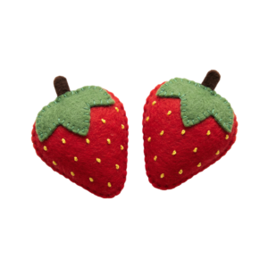 Pair of Felt Red Strawberries Transparent Background