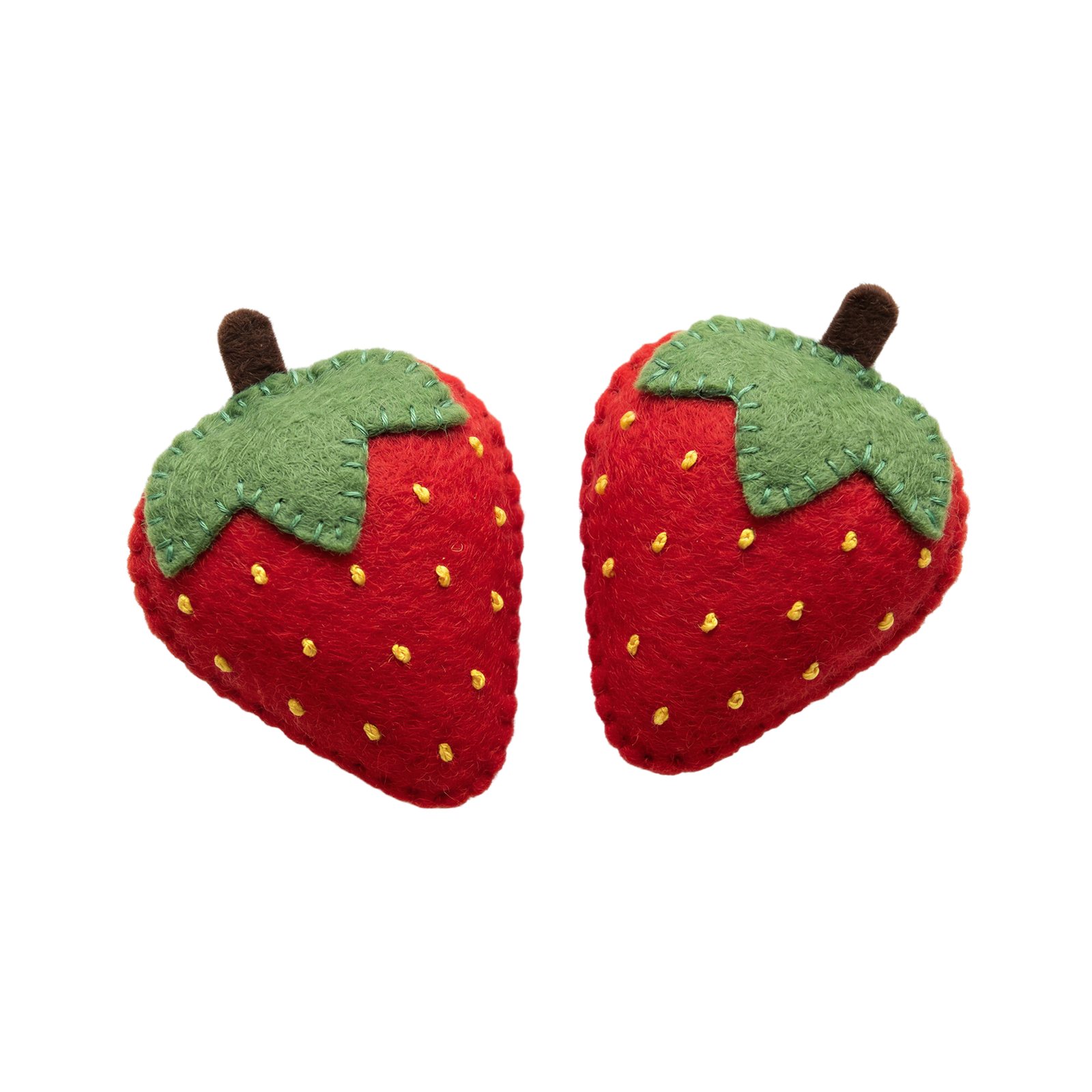 Pair of Felt Red Strawberries Transparent Background