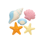 Pastel Seashells and Starfish Set Transparent Background