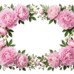 Pink Peony Flower Frame Border