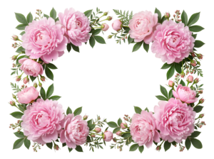 Pink Peony Flower Frame Border