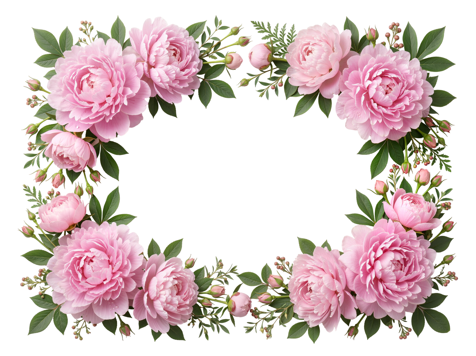 Pink Peony Flower Frame Border