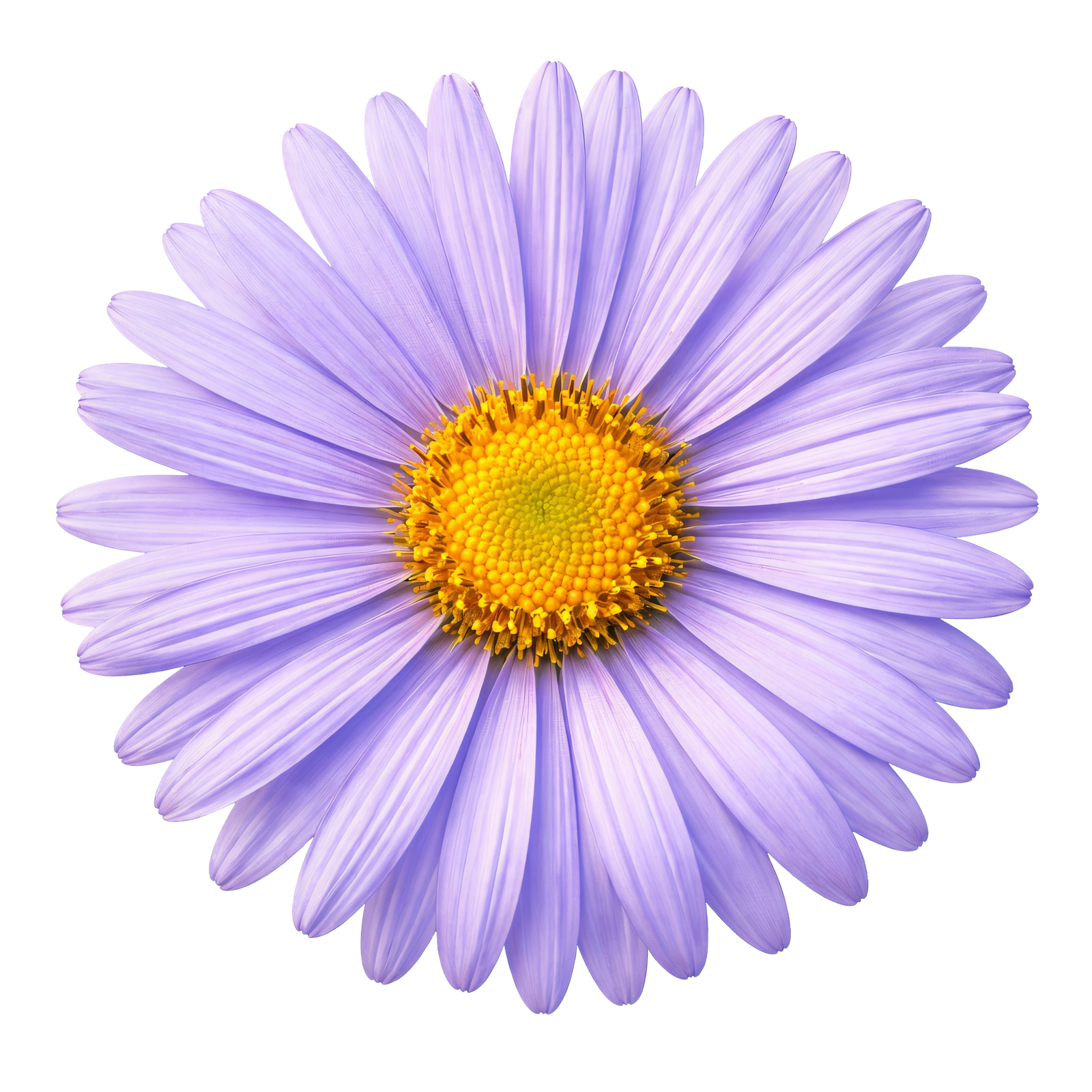 Purple Aster Daisy Flower Blossom Head Top View Transparent Background