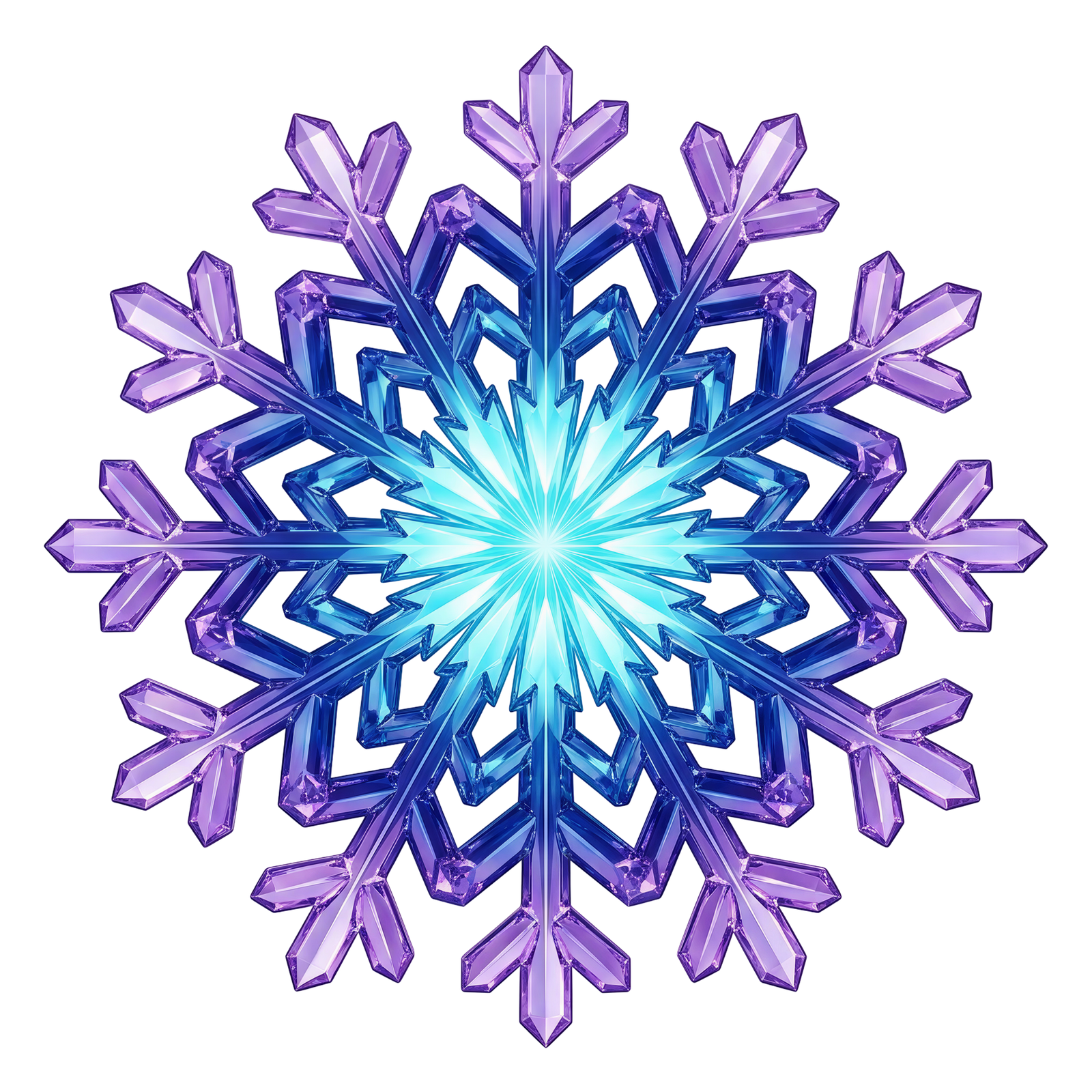 Purple Blue Crystal Snowflake Ornament
