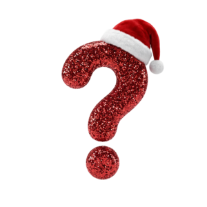 Question Mark Wearing Santa Hat Isolated