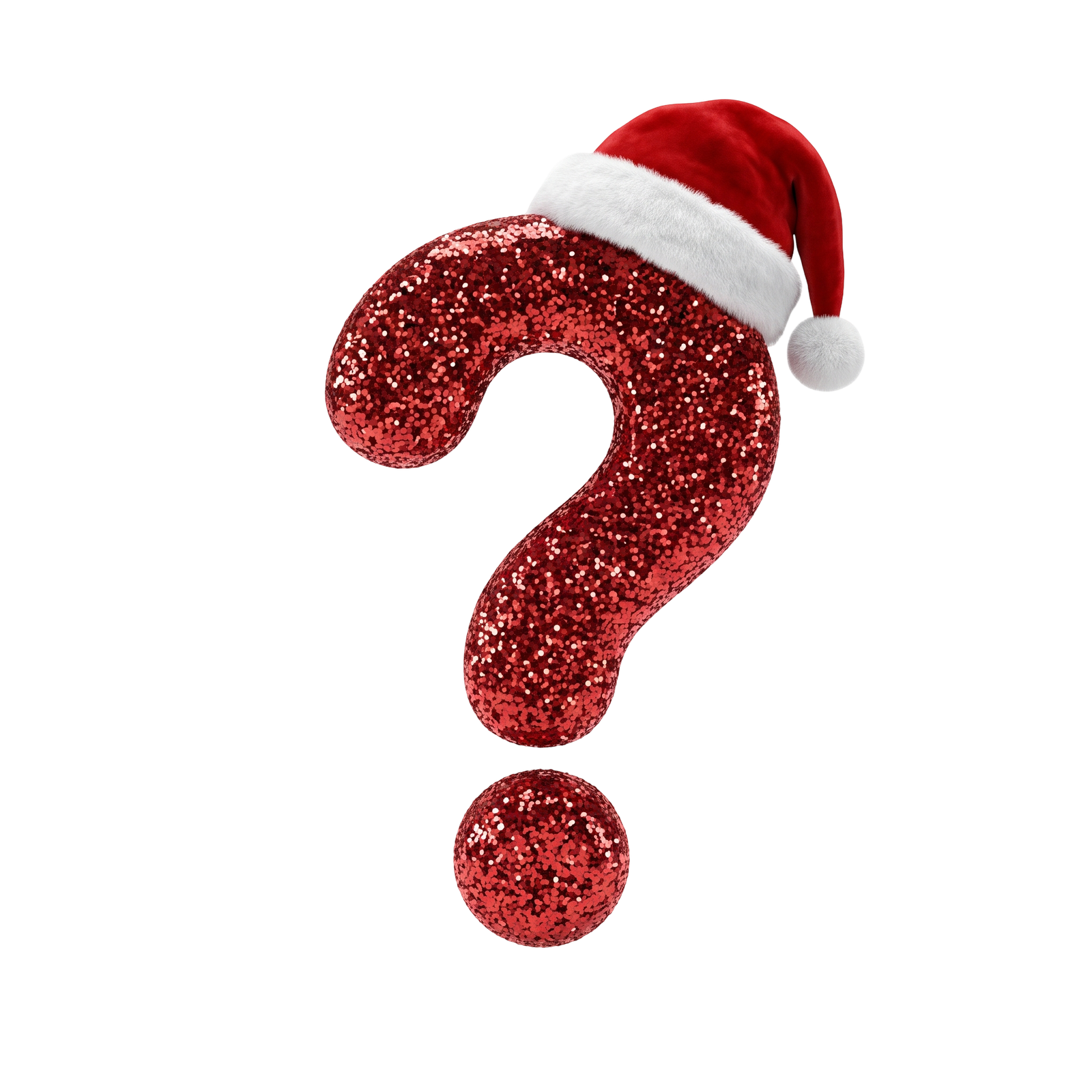 Question Mark Wearing Santa Hat Isolated