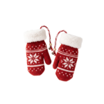 Red Knitted Christmas Mittens Gloves Isolated