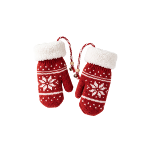 Red Knitted Christmas Mittens Gloves Isolated