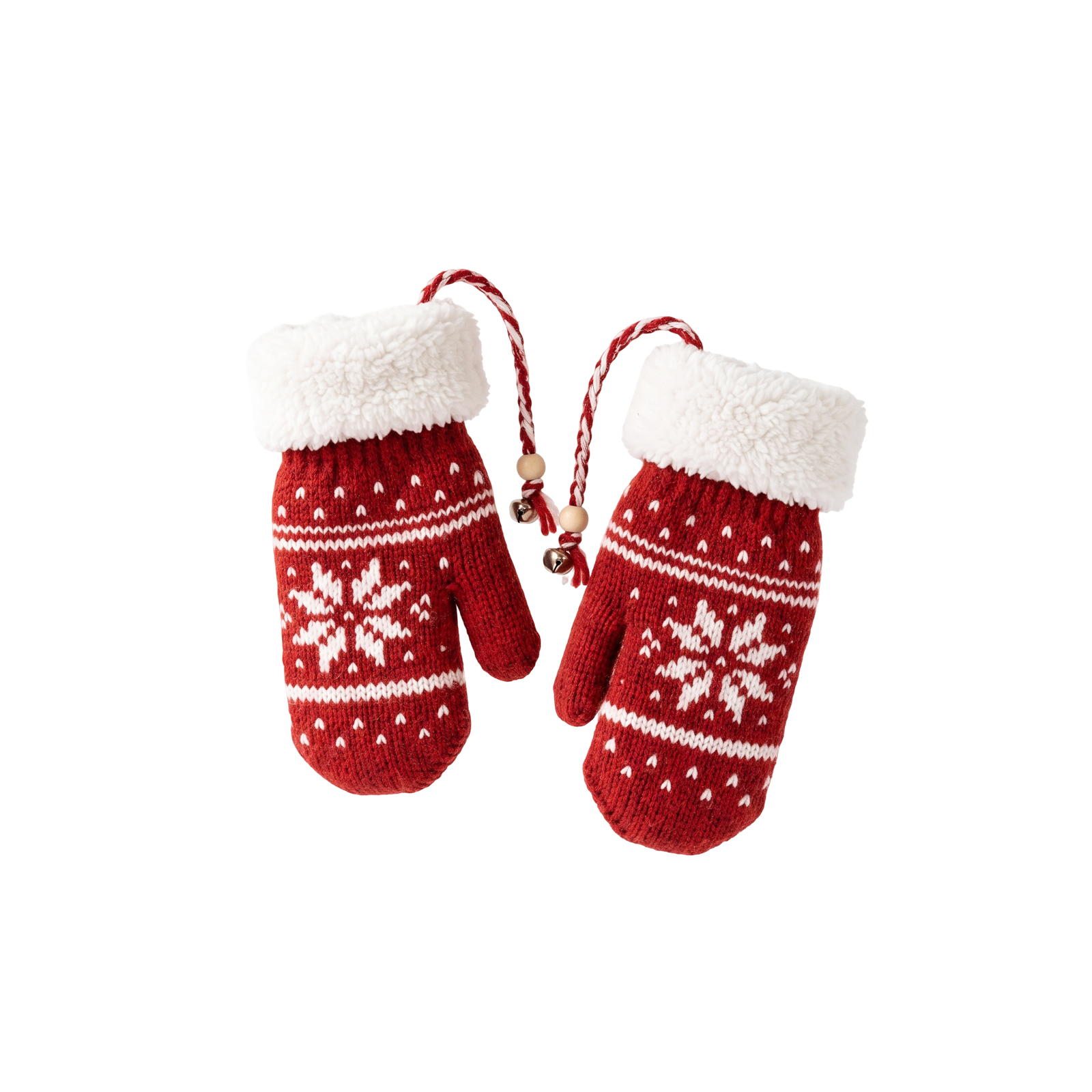Red Knitted Christmas Mittens Gloves Isolated