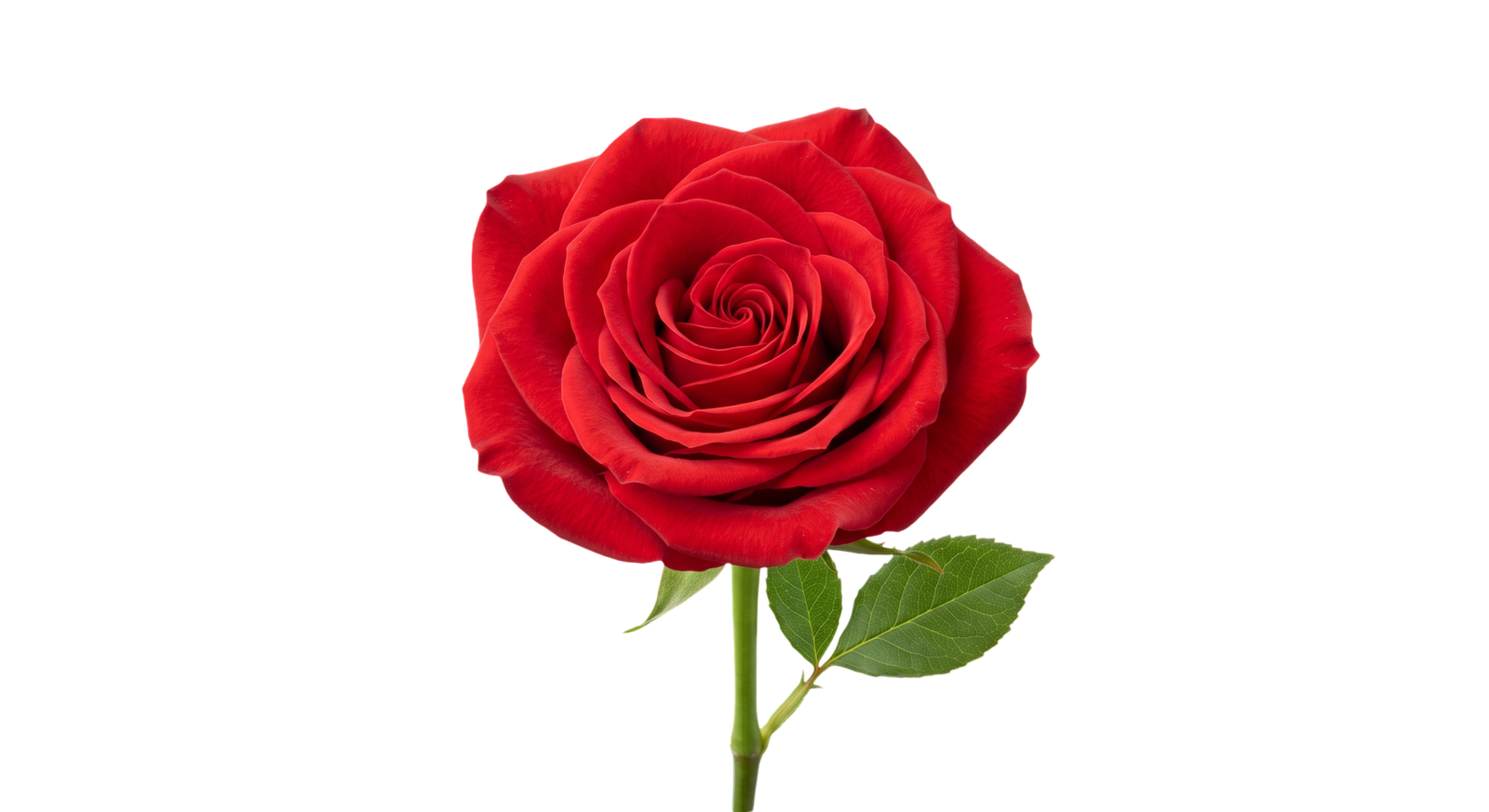 Red Rose Flower Stem Isolated on Transparent Background