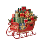 Red Santa Sleigh Filled Gift Boxes Isolated