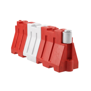 Red and White Plastic Road Safety Barrier Isolated