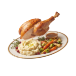 Roasted Turkey Dinner Platter Isolated on Transparent Background