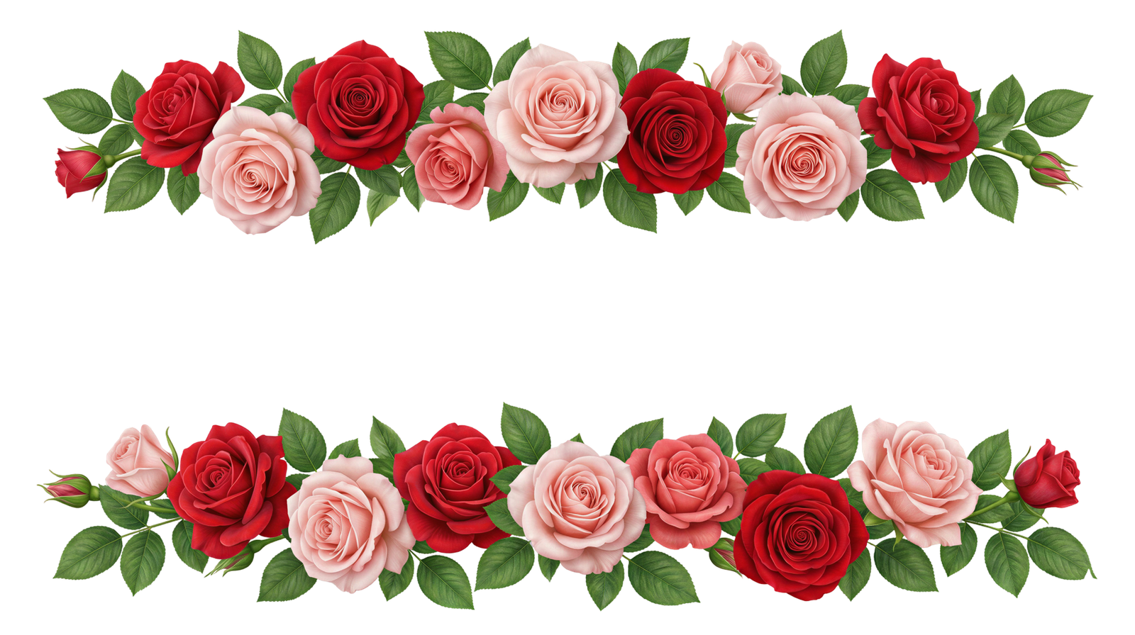 Rose Flower Garland Borders Set Transparent Background