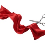 Scissors Cutting Red Ribbon Grand Opening Isolated
