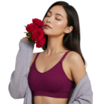 Sensual Woman Holding Red Roses Near Face Transparent Background