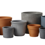 Set of Clay Ceramic Flower Pots Isolated