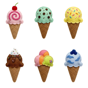 Set of Various Ice Cream Cones Transparent Background