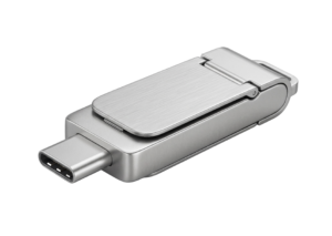 Silver Dual USB Flash Drive OTG Isolated