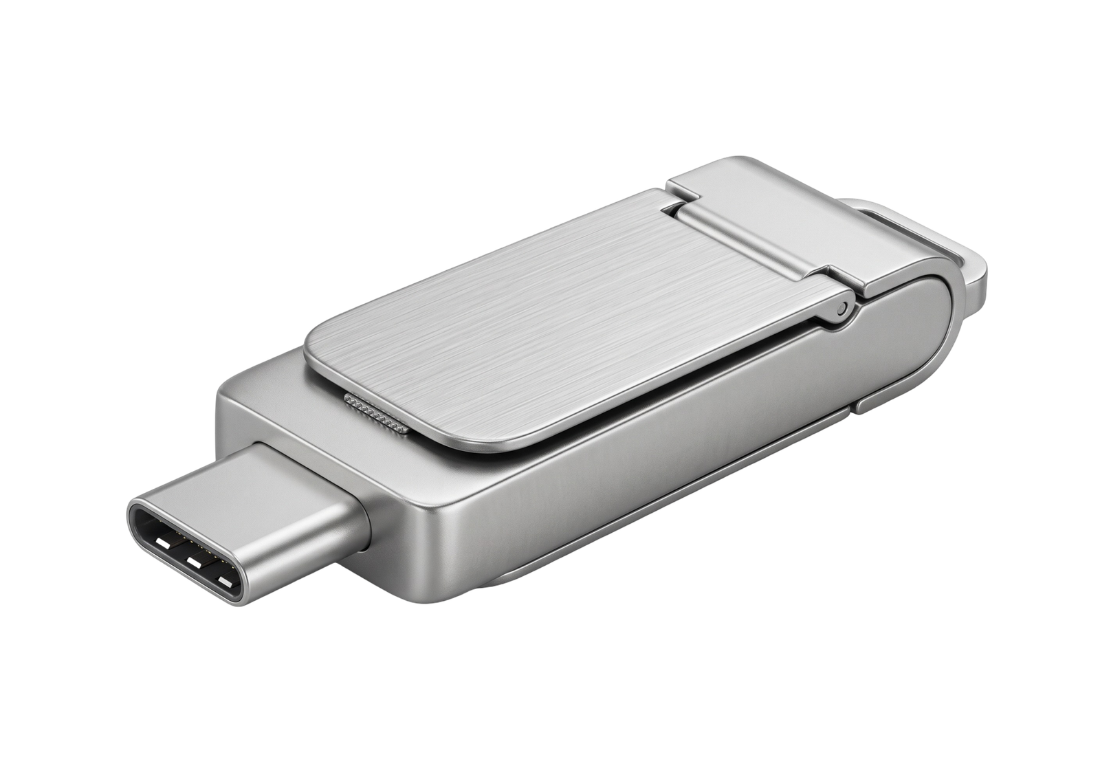 Silver Dual USB Flash Drive OTG Isolated