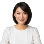 Smiling Asian Woman Portrait White Shirt Isolated