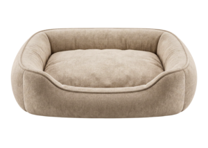 Soft Beige Plush Pet Dog Bed Cushion Isolated