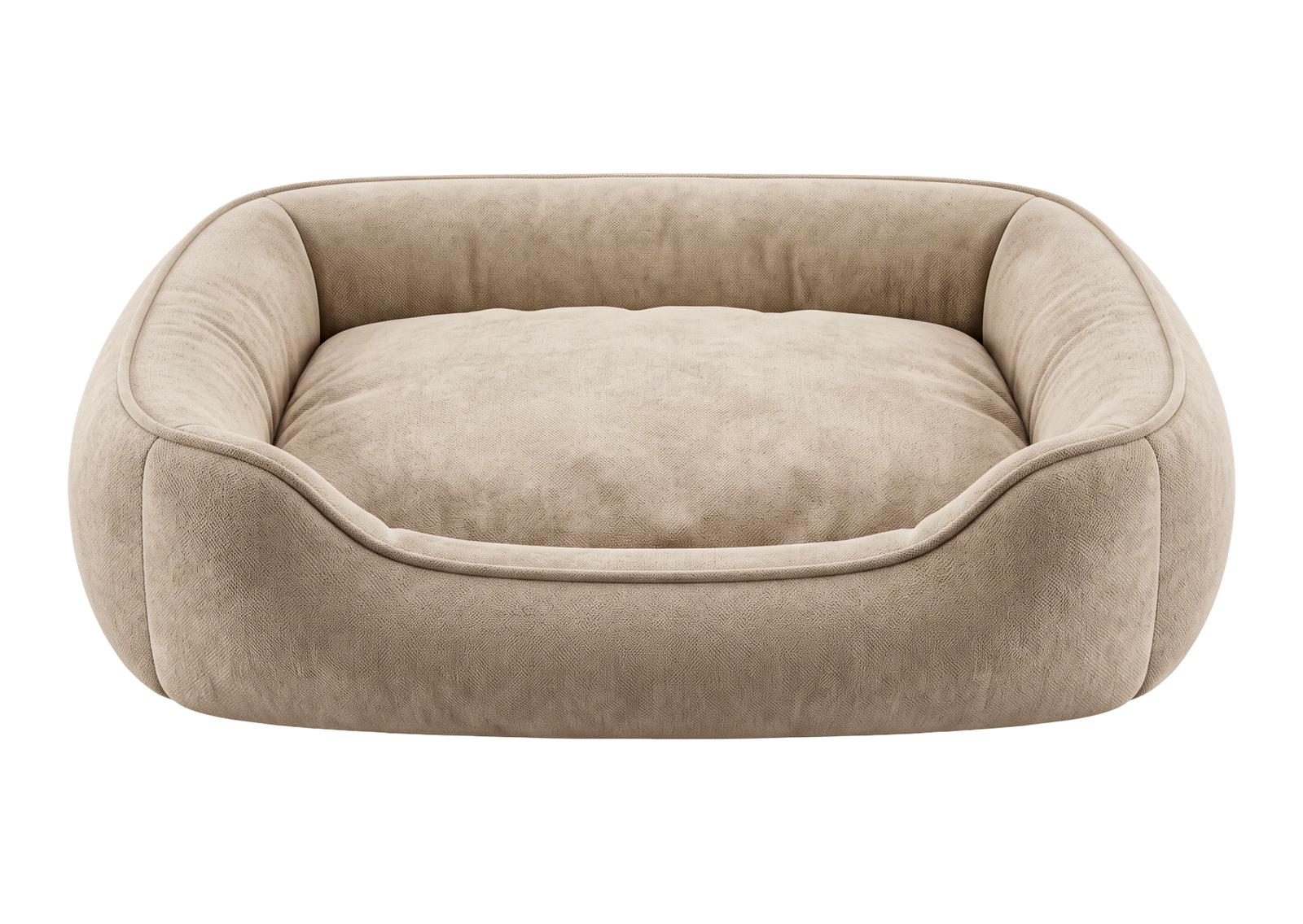 Soft Beige Plush Pet Dog Bed Cushion Isolated