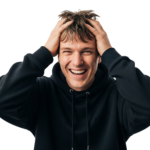 Stressed Man Holding Head in Despair Transparent Background