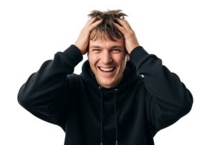 Stressed Man Holding Head in Despair Transparent Background