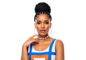 Stylish Black Woman Beauty Portrait Touching Neck Transparent Background