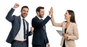 Successful Business Team Celebrating Achievement and Giving High Five