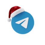 Telegram 3D Icon with Santa Hat Isolated